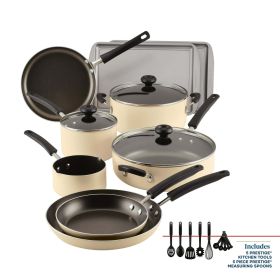 Farberware Easy Clean 22 Piece Nonstick Cookware Set, Almond