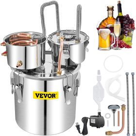 VEVOR Alcohol Still, 13.2Gal / 50L Stainless Steel Water Alcohol Distiller Copper Tube Home Brewing Kit Build-in Thermometer for DIY Whisky Wine Brand