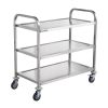 VEVOR Kitchen Utility Cart, 3 Tiers, Wire Rolling Cart w/ 450LBS Capacity, Steel Service Cart on Wheels, Metal Storage Trolley w/ 80mm Basket Curved H