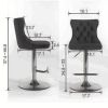 Swivel Velvet Barstools Adjusatble Seat Height from 25-33 Inch, Modern Upholstered Chrome base Bar Stools with Backs Comfortable Tufted for Home Pub a