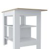 Adeline 3-Shelf Kitchen Island White and Macadamia