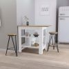 Adeline 3-Shelf Kitchen Island White and Macadamia