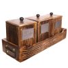 WILLART Handcrafted Wooden Antique Look Tea Coffee Sugar 3 Large Container Set in Wooden Tray ‚Äì Container Canister