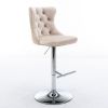 Swivel Velvet Barstools Adjusatble Seat Height from 25-33 Inch, Modern Upholstered Chrome base Bar Stools with Backs Comfortable Tufted for Home Pub a