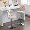 Swivel Velvet Barstools Adjusatble Seat Height from 25-33 Inch, Modern Upholstered Chrome base Bar Stools with Backs Comfortable Tufted for Home Pub a