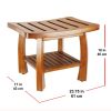 Oceanstar Solid Wood Spa Bench with Storage Shelf, Teak Color Finish