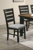 Contemporary Dining Chairs Set of 2 Wheat Charcoal Finish Solid Wood Fabric Cushion Side Chairs Kitchen Dining Room Furniture