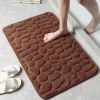 1pc Memory Foam Bath Rug, Cobblestone Embossed Bathroom Mat, Rapid Water Absorbent And Washable Bath Rugs, Non-Slip, Thick, Soft And Comfortable Carpe