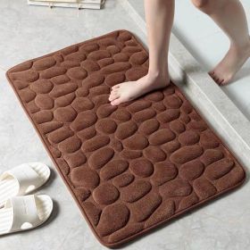 1pc Memory Foam Bath Rug, Cobblestone Embossed Bathroom Mat, Rapid Water Absorbent And Washable Bath Rugs, Non-Slip, Thick, Soft And Comfortable Carpe (Color: Coffee, size: 50*80cm)