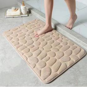 1pc Memory Foam Bath Rug, Cobblestone Embossed Bathroom Mat, Rapid Water Absorbent And Washable Bath Rugs, Non-Slip, Thick, Soft And Comfortable Carpe (Color: Camel, size: 40*60cm)