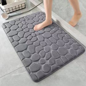 1pc Memory Foam Bath Rug, Cobblestone Embossed Bathroom Mat, Rapid Water Absorbent And Washable Bath Rugs, Non-Slip, Thick, Soft And Comfortable Carpe (Color: Grey, size: 50*80cm)