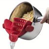 1pc Silicone Pot Strainer And Pasta Strainer, Adjustable Silicone Clip On Strainer For Pots, Pans, And Bowls, Kitchen Gadgets