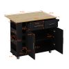 Multi-Functional Kitchen Island Cart with 2 Door Cabinet and Two Drawers,Spice Rack, Towel Holder, Wine Rack, and Foldable Rubberwood Table Top