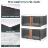 2Pcs 72L Foldable Storage Bins with Lid Collapsible Stackable Closet Organizer Containers with Front Door Lock 4Pcs Wheels